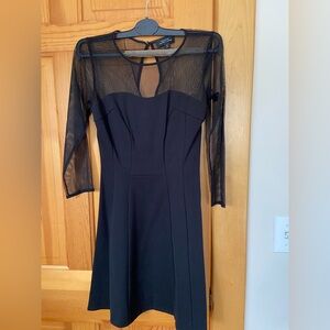 Elegant Tahari ASL Black Mesh-Sleeve Women’s Dress size 0